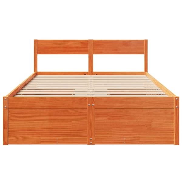 vidaXL Sengeramme uten madrass voksbrun 120x200 cm heltre furu