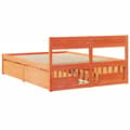 Miniatyrbilde 5 av 10: vidaXL Sengeramme uten madrass voksbrun 120x200 cm heltre furu