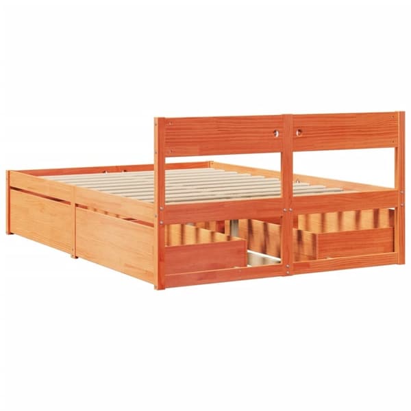 vidaXL Sengeramme uten madrass voksbrun 120x200 cm heltre furu