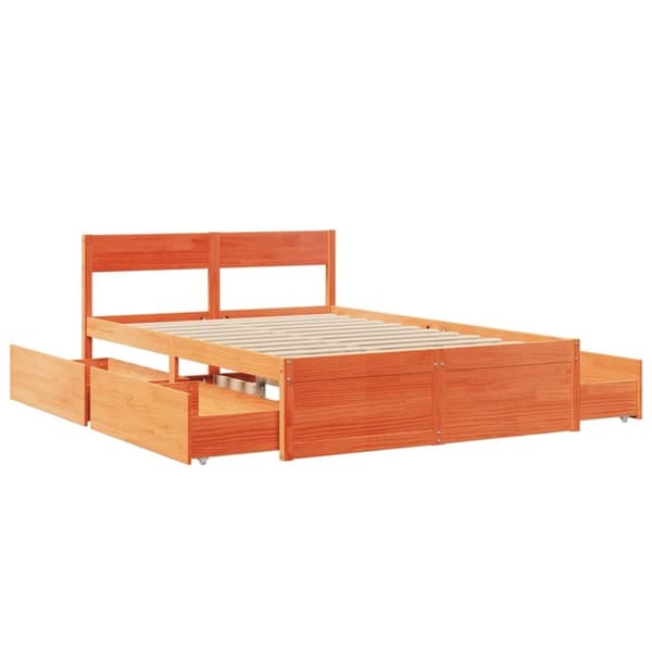 vidaXL Sengeramme uten madrass voksbrun 120x200 cm heltre furu