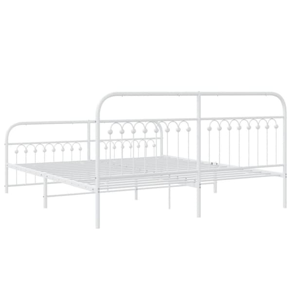 vidaXL Sengeramme i metall med hode- og fotgavl hvit 183x203 cm