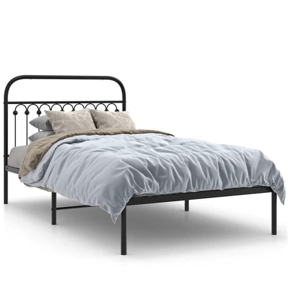 vidaXL Sengeramme i metall med hodegavl svart 107x203 cm