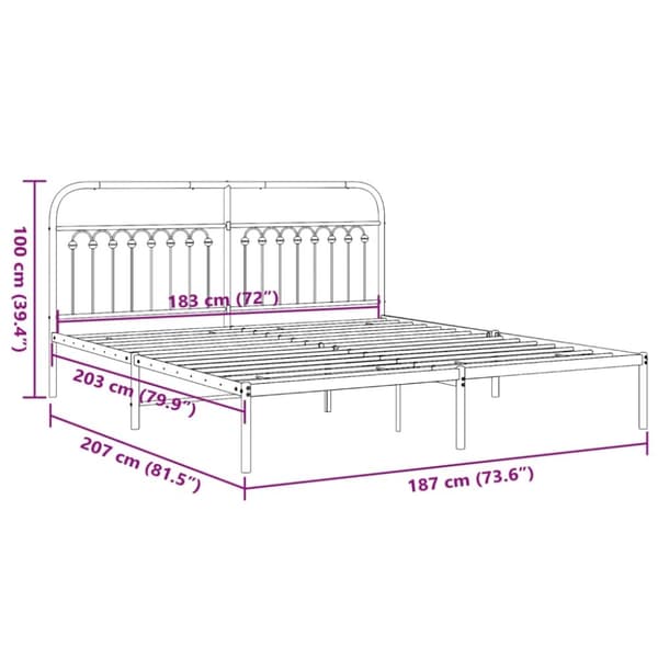 vidaXL sengeramme med sengegavl 183x203 cm metal sort