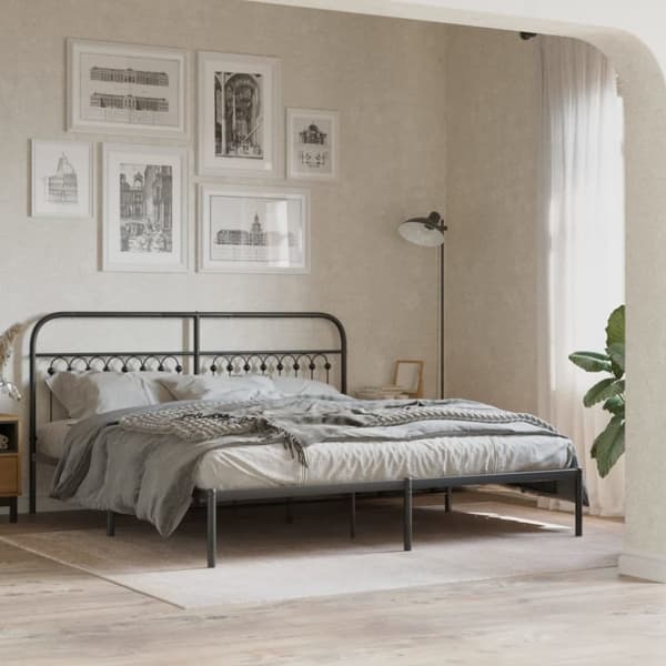 vidaXL sengeramme med sengegavl 183x203 cm metal sort