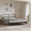 Miniatyrbillede 2 af 9: vidaXL sengeramme med sengegavl 183x203 cm metal sort