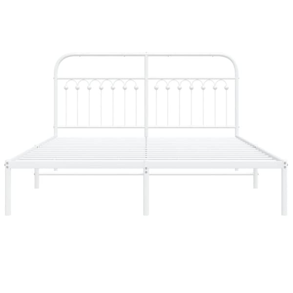 vidaXL Sengeramme i metall med sengegavl hvit 160x200 cm
