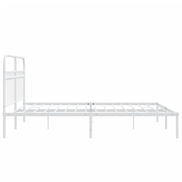 vidaXL Sengeramme i metall med sengegavl hvit 160x200 cm