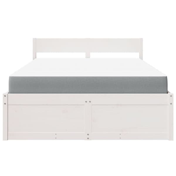 vidaXL Seng med skuffer og madrass hvit 140x190 cm heltre furu