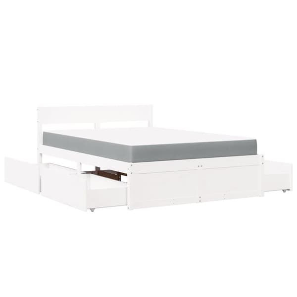 vidaXL Seng med skuffer og madrass hvit 140x190 cm heltre furu