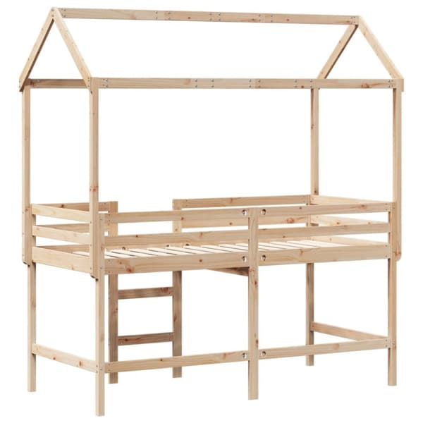vidaXL Køyeseng med stige og tak 90x200 cm heltre furu