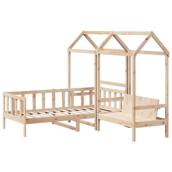 vidaXL Dagbänk med bänk och tak 90x200 cm massiv furu
