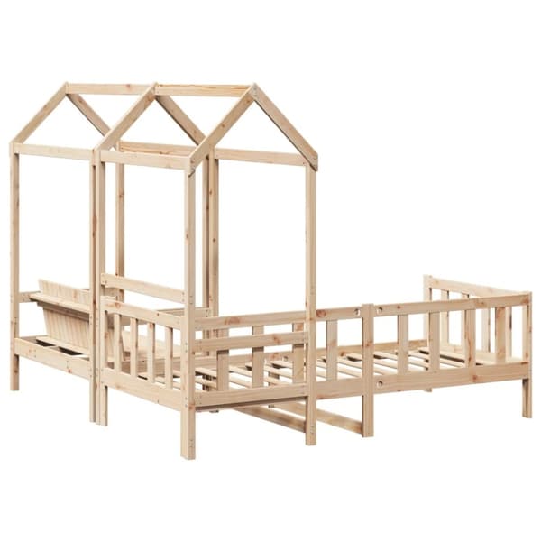 vidaXL Dagbänk med bänk och tak 90x200 cm massiv furu