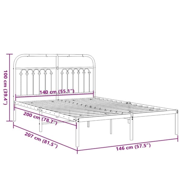 vidaXL sengeramme med sengegavl 140x200 cm metal hvid
