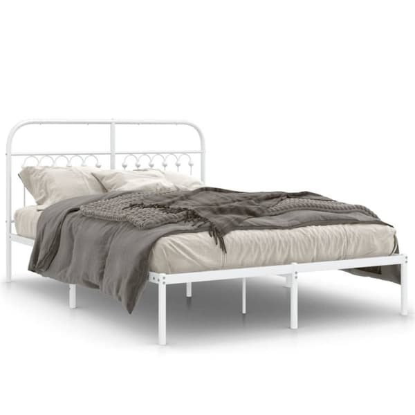 vidaXL sengeramme med sengegavl 140x200 cm metal hvid