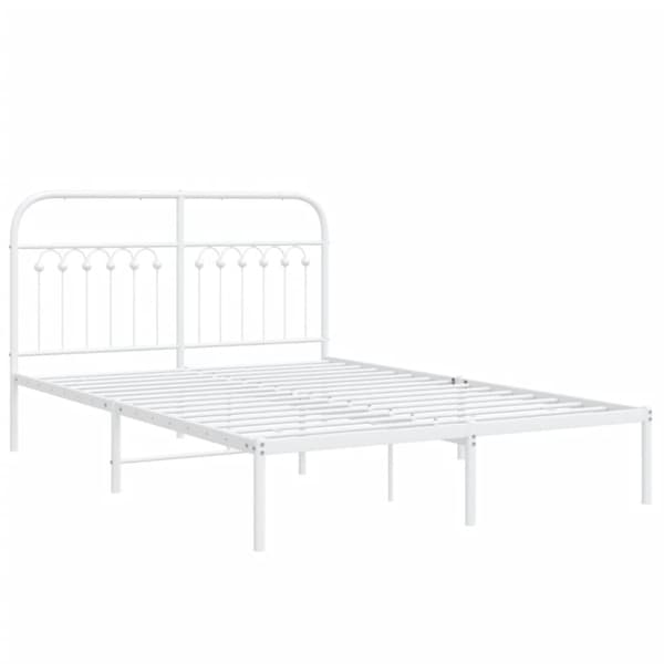 vidaXL sengeramme med sengegavl 140x200 cm metal hvid