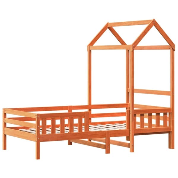 vidaXL Sängynrunko katoksella vahanruskea 90x190 cm täysi mänty