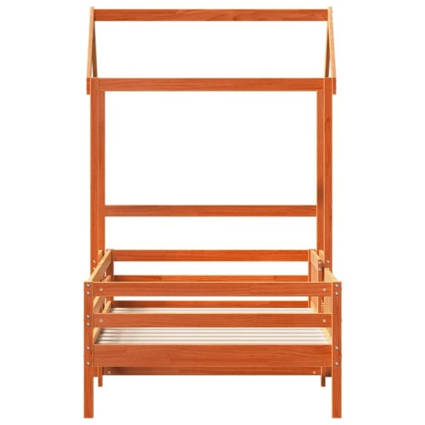 vidaXL Sängynrunko katoksella vahanruskea 90x190 cm täysi mänty
