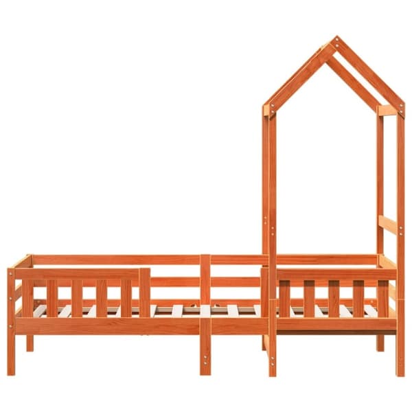 vidaXL Sängynrunko katoksella vahanruskea 90x190 cm täysi mänty