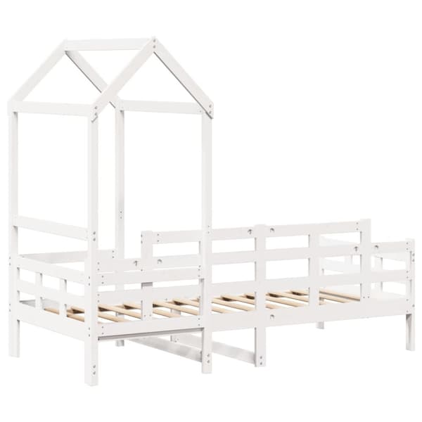 vidaXL Dagbädd med tak vit 90x190 cm massiv furu