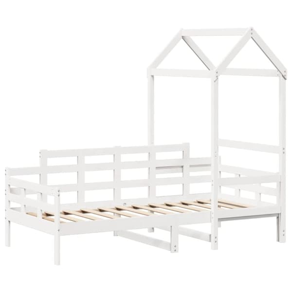 vidaXL Dagbädd med tak vit 90x190 cm massiv furu