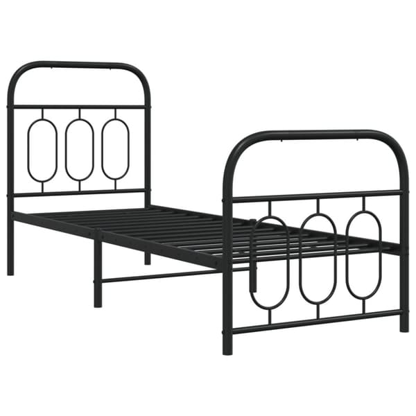vidaXL Sengeramme i metall med hode- og fotgavl svart 75x190 cm