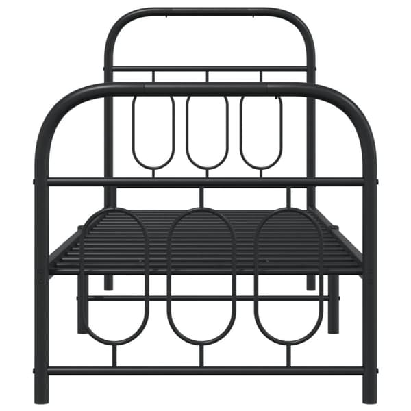 vidaXL Sengeramme i metall med hode- og fotgavl svart 75x190 cm