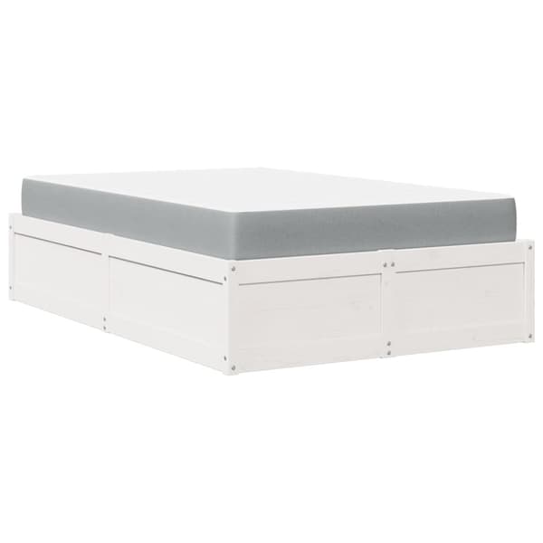 vidaXL Seng med madrass hvit 140x190 cm heltre furu