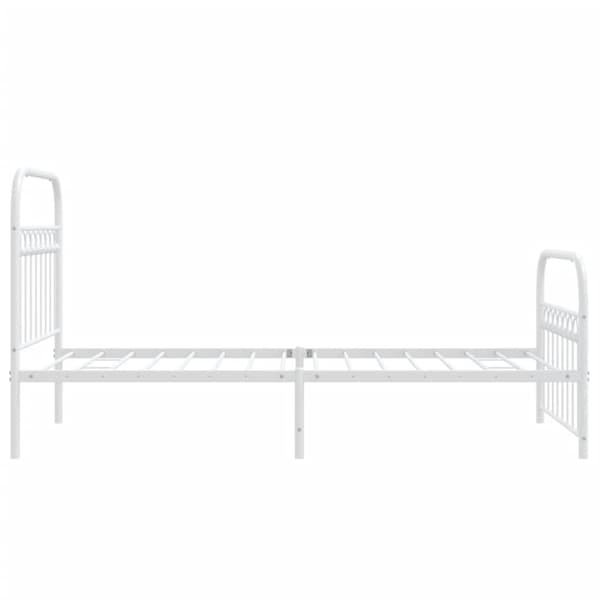 vidaXL Sengeramme i metall med hode- og fotgavl hvit 90x190 cm