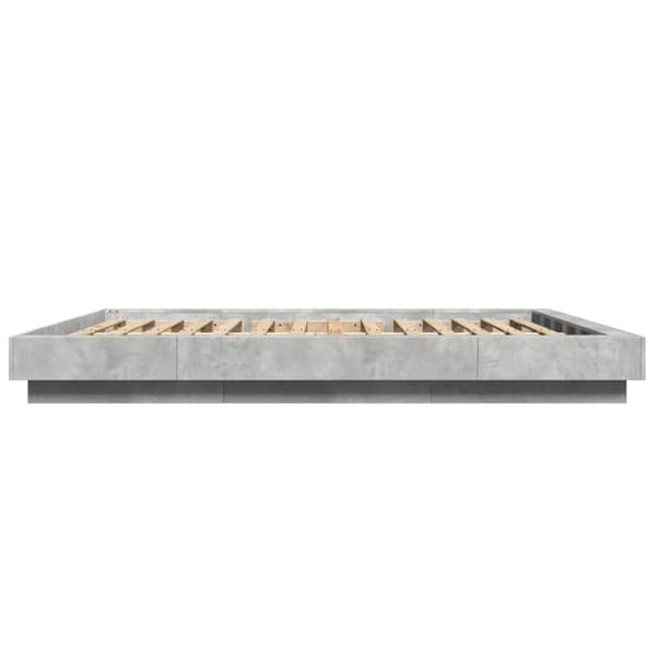 vidaXL Sengeramme med LED-lys betonggrå 150x200 cm konstruert tre