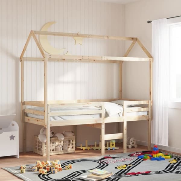 vidaXL Høyseng med tak 90x190 cm heltre furu