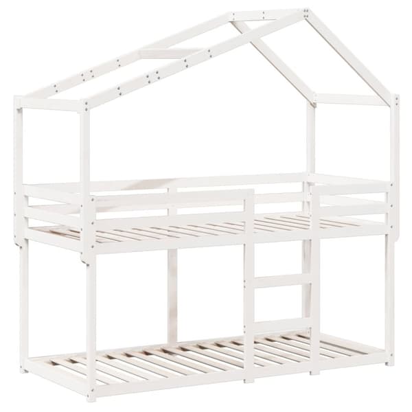 vidaXL køjeseng med tag 90x190 cm massivt fyrretræ hvid