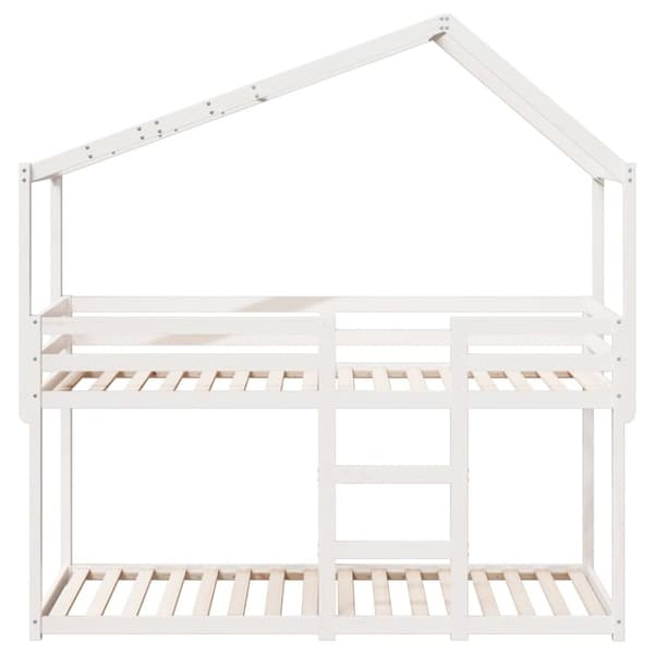 vidaXL køjeseng med tag 90x190 cm massivt fyrretræ hvid