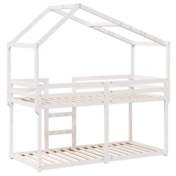 vidaXL køjeseng med tag 90x190 cm massivt fyrretræ hvid