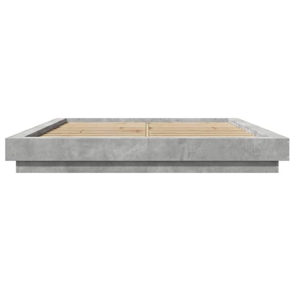 vidaXL Sängynrunko LED-valoilla betoninharmaa 150x200 cm tekninen puu