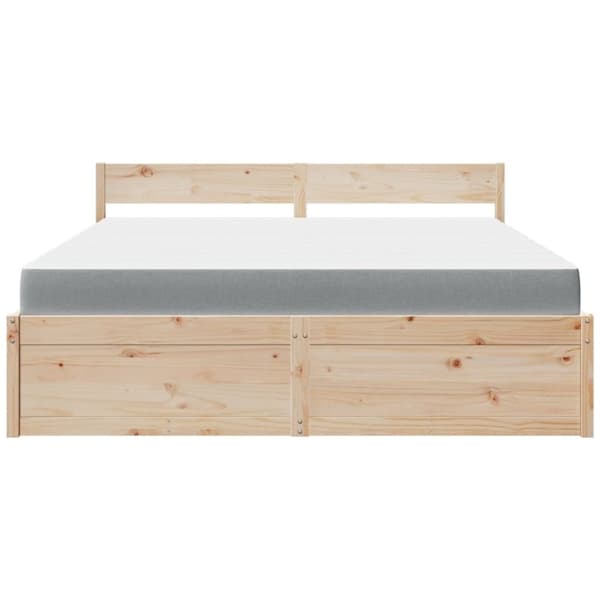 vidaXL Seng med skuffer og madrass 180x200 cm heltre furu