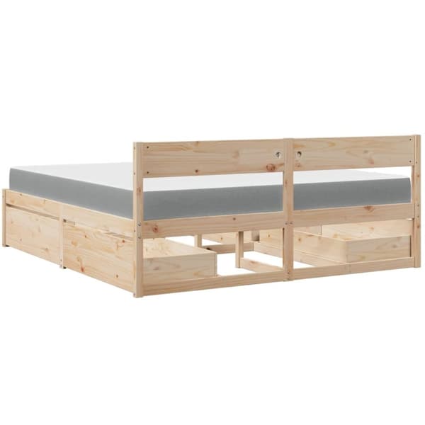 vidaXL Seng med skuffer og madrass 180x200 cm heltre furu