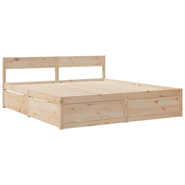 vidaXL Seng med skuffer og madrass 180x200 cm heltre furu
