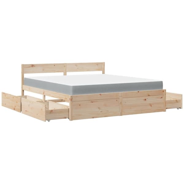 vidaXL Seng med skuffer og madrass 180x200 cm heltre furu