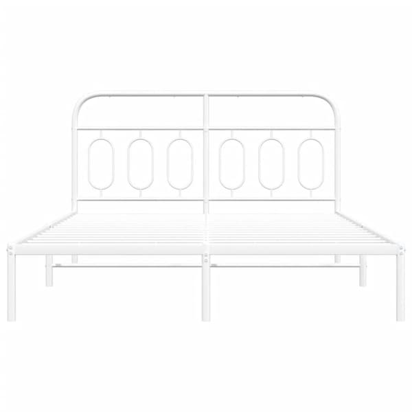 vidaXL Sengeramme i metall med hodegavl hvit 140x200 cm