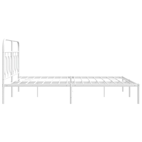 vidaXL Sengeramme i metall med hodegavl hvit 140x200 cm
