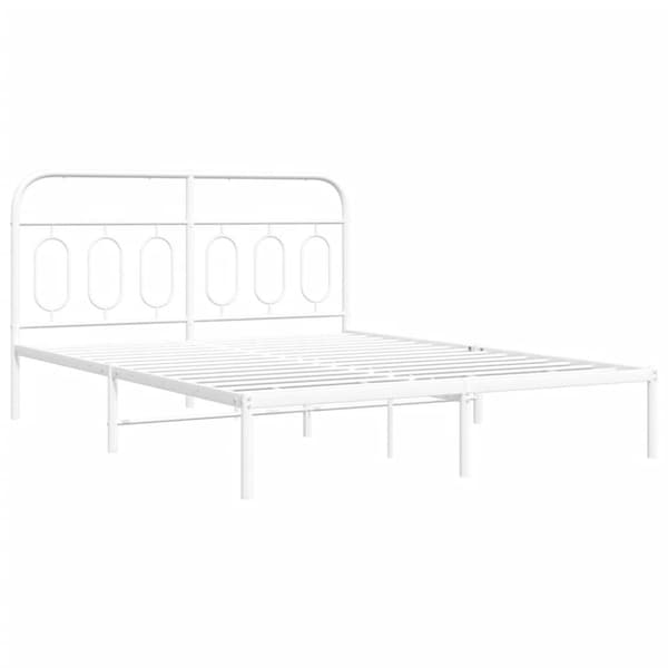 vidaXL Sengeramme i metall med hodegavl hvit 140x200 cm