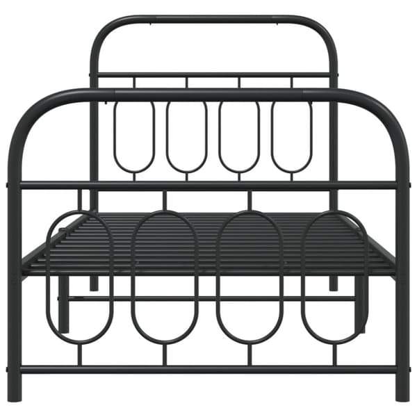 vidaXL Sengeramme i metall med hode- og fotgavl svart 90x190 cm