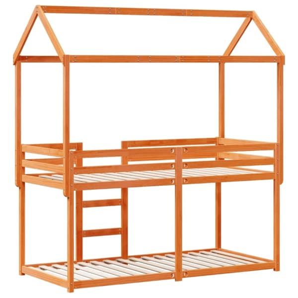 vidaXL Kerrossänky katolla vahanruskea 75x190 cm täysi mänty