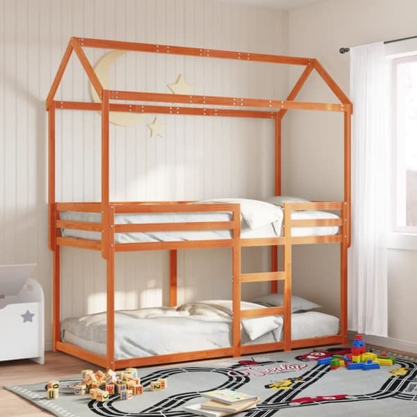 vidaXL Kerrossänky katolla vahanruskea 75x190 cm täysi mänty