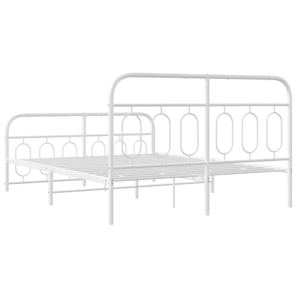 vidaXL Sengeramme i metall med hode- og fotgavl hvit 140x190 cm