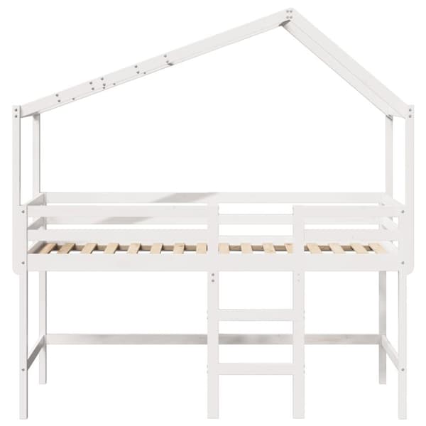 vidaXL Køyeseng med stige og tak hvit 90x190 cm heltre furu