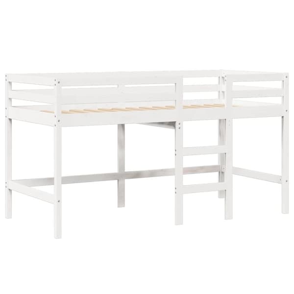 vidaXL Køyeseng med stige og tak hvit 90x190 cm heltre furu