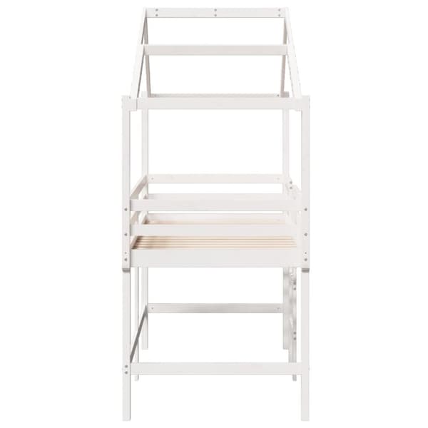 vidaXL Køyeseng med stige og tak hvit 90x190 cm heltre furu