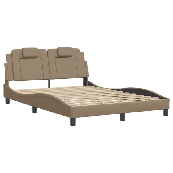 vidaXL sengeramme med LED uden madras 140x200 cm cappuccinofarvet