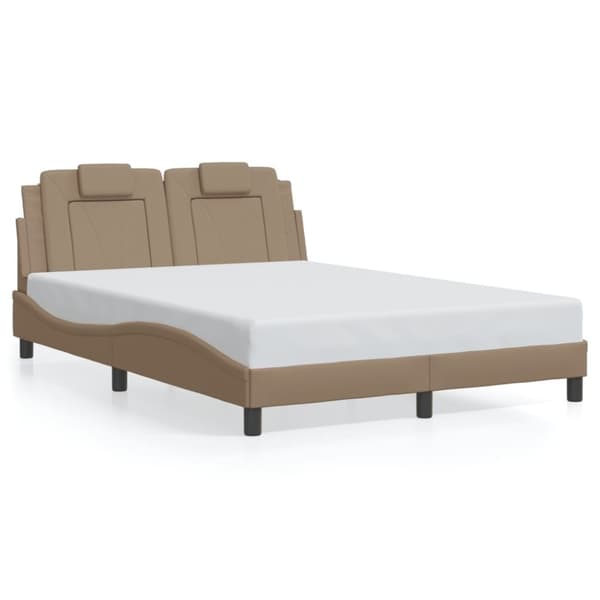 vidaXL sengeramme med LED uden madras 140x200 cm cappuccinofarvet